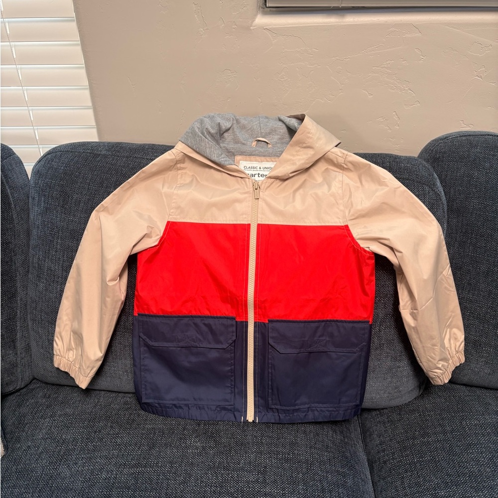 Carter's Red and Navy Kids Light Coat Raincoat NWOT Size 7 Boys Unisex - Picture 5 of 7